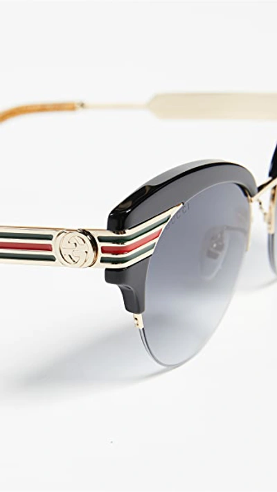 Shop Gucci Vintage Web Vintage Sunglasses In Black Gold/glitter Gold