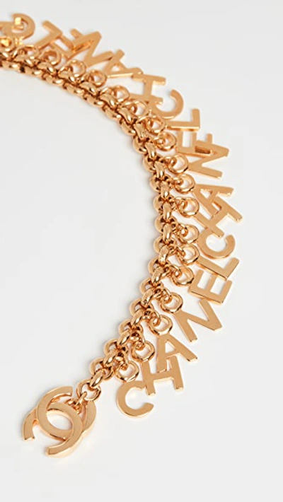 Pre-owned Chanel Letter Charm Necklace In Yellow Gold