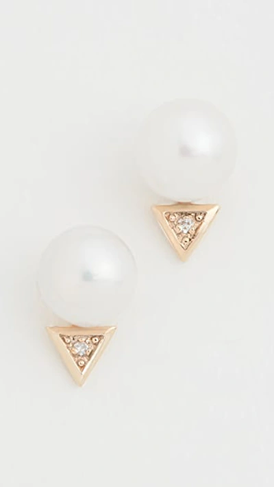 Shop Mateo 14k Triangle Pearl Stud Earrings In 14k Yellow Gold