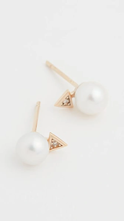 Shop Mateo 14k Triangle Pearl Stud Earrings In 14k Yellow Gold
