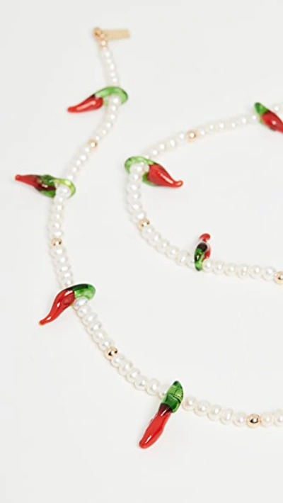 Shop Eliou Hot Chili Necklace In Pearl/red