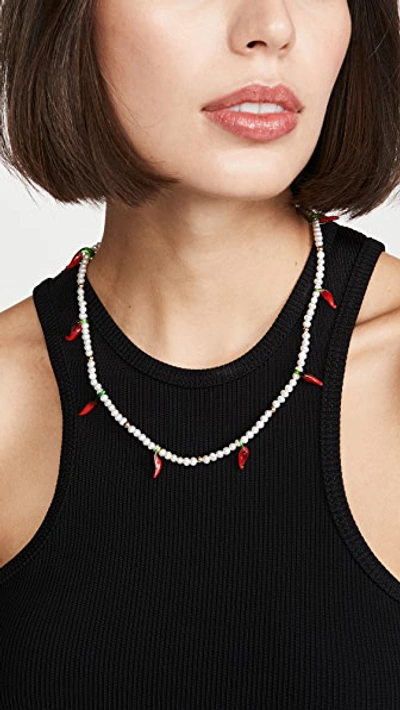 Shop Eliou Hot Chili Necklace In Pearl/red