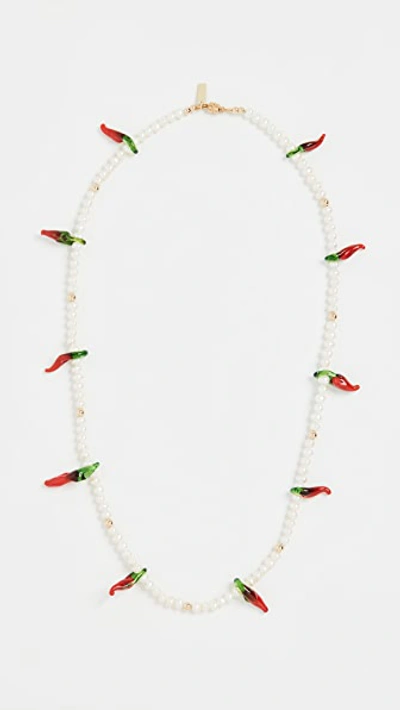 Shop Eliou Hot Chili Necklace In Pearl/red