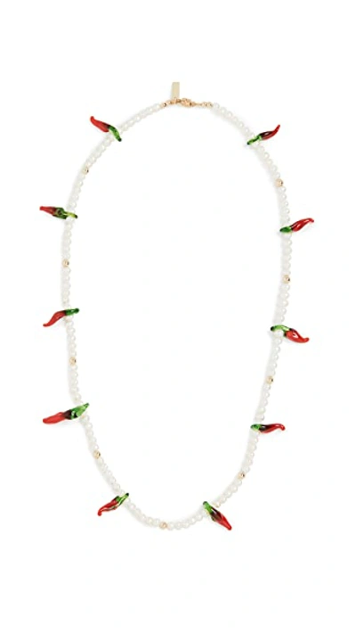 Shop Eliou Hot Chili Necklace In Pearl/red