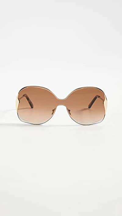 Shop Chloé Curtis Square Sunglasses In Gold Gradient Brown