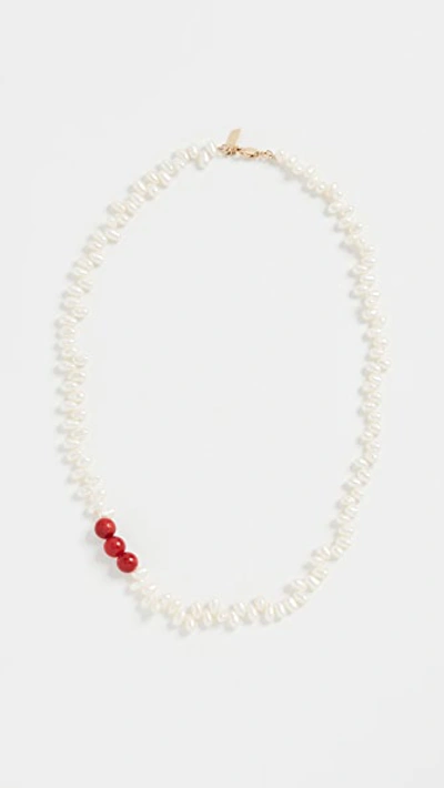 Shop Loren Stewart Coral & Pearl Necklace In Pearl/coral