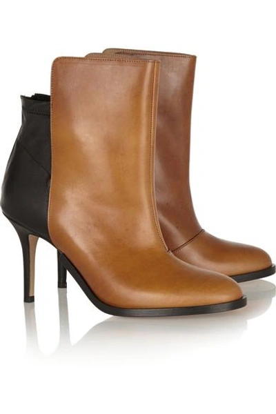 Shop Maison Margiela Two-tone Leather Ankle Boots In Brown