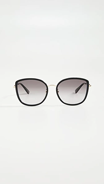 Shop Gucci Web Block Sunglasses In Black/gray