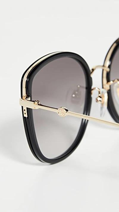 Shop Gucci Web Block Sunglasses In Black/gray