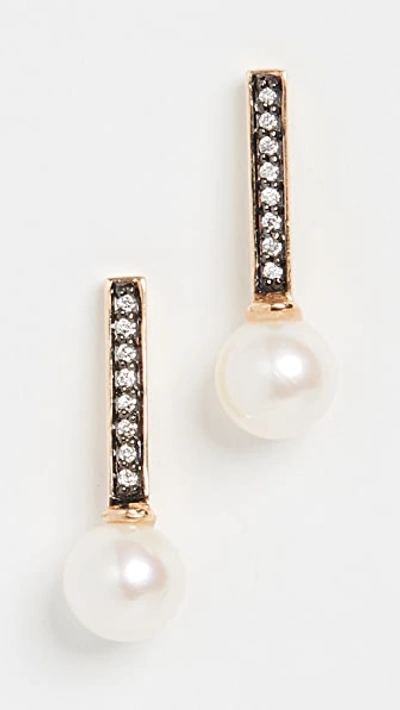 Shop Sorellina 18k Diamond & Pearl Stick Studs In Diamond/white Pearl