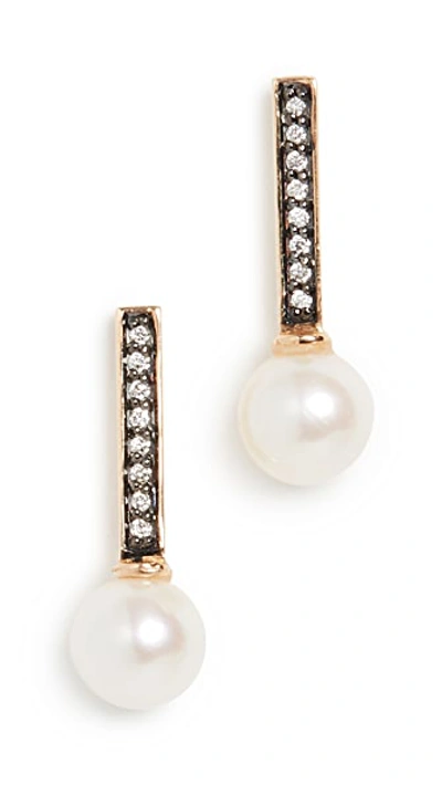 Shop Sorellina 18k Diamond & Pearl Stick Studs In Diamond/white Pearl