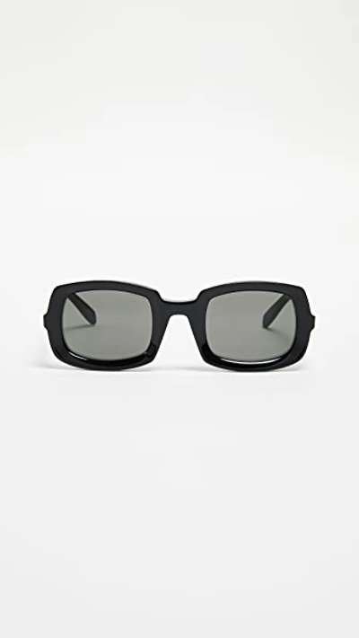 Shop Saint Laurent Beveled Sunglasses In Black/grey