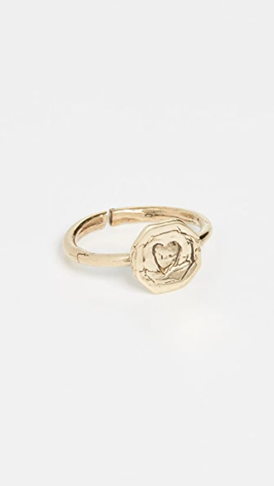 Shop Maison Monik Heart Plate Ring In Gold