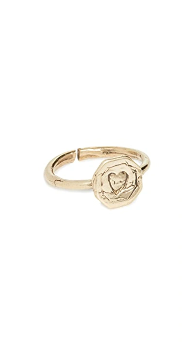 Shop Maison Monik Heart Plate Ring In Gold