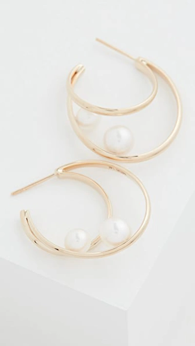 Shop Mizuki 14k Elipse Pearl Earrings In Gold/pearl