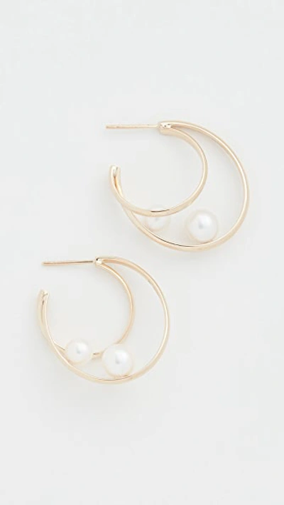 Shop Mizuki 14k Elipse Pearl Earrings In Gold/pearl