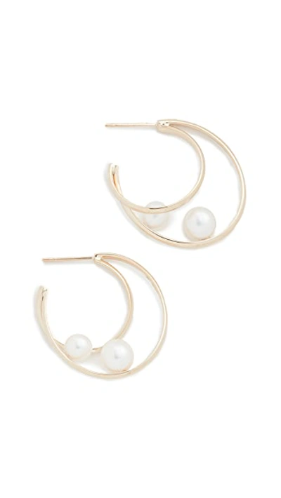 Shop Mizuki 14k Elipse Pearl Earrings In Gold/pearl