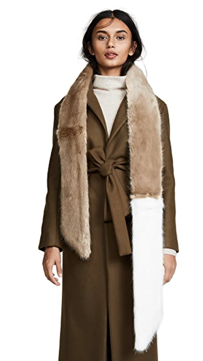 Shop Heurueh Long & Skinny Faux Fur Scarf In Camel