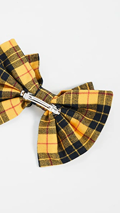 Shop Dannijo Mabel Big Bow Barrette In Mustard Plaid