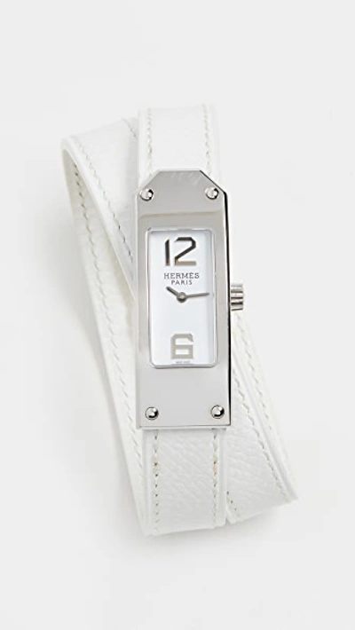 Pre-owned Hermes White/silver Kelly Double Watch