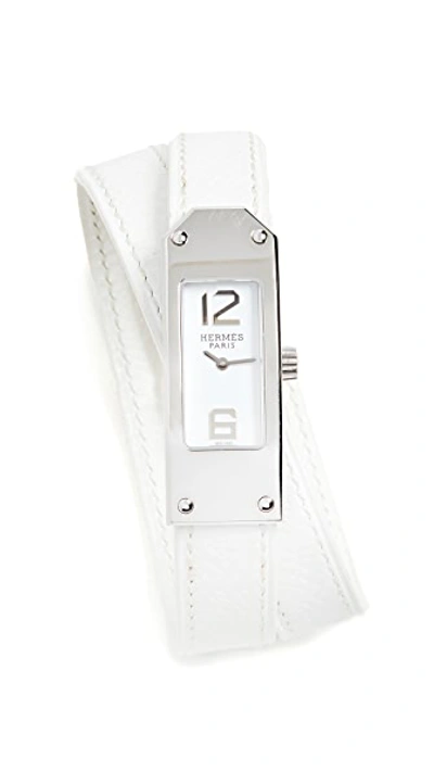 Pre-owned Hermes White/silver Kelly Double Watch