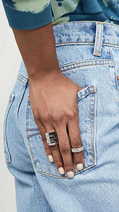 Shop Off-white Crystal Medium Ring In Silver