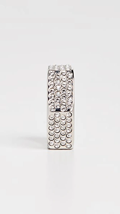 Shop Off-white Crystal Medium Ring In Silver