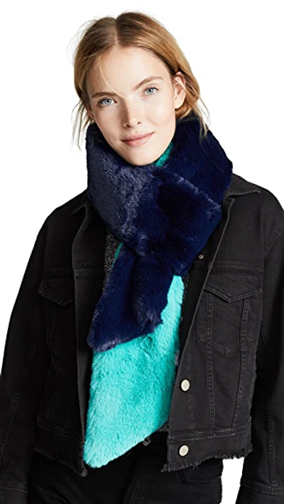 Shop Heurueh Long Skinny Faux Fur Scarf In Navy