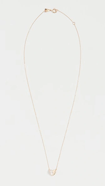 Shop Adina Reyter 14k Love Pavé Folded Heart Necklace In Yellow