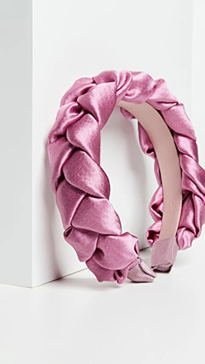 Shop Jennifer Behr Lorelei Headband In Hammered Silk In Rose