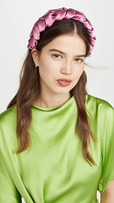 Shop Jennifer Behr Lorelei Headband In Hammered Silk In Rose