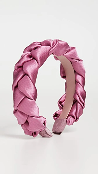 Shop Jennifer Behr Lorelei Headband In Hammered Silk In Rose
