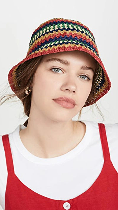 Shop Brixton Essex Raffia Bucket Hat In Multi