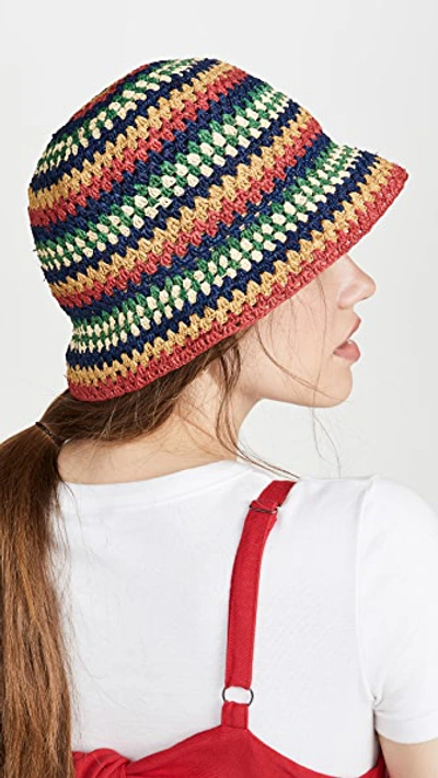 Shop Brixton Essex Raffia Bucket Hat In Multi