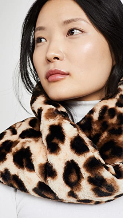 Shop Heurueh Faux Fur Cowl Scarf In Leopard