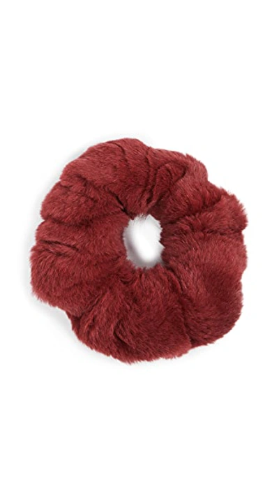 Shop Jocelyn Sheared Rabbit Scrunchie In Red