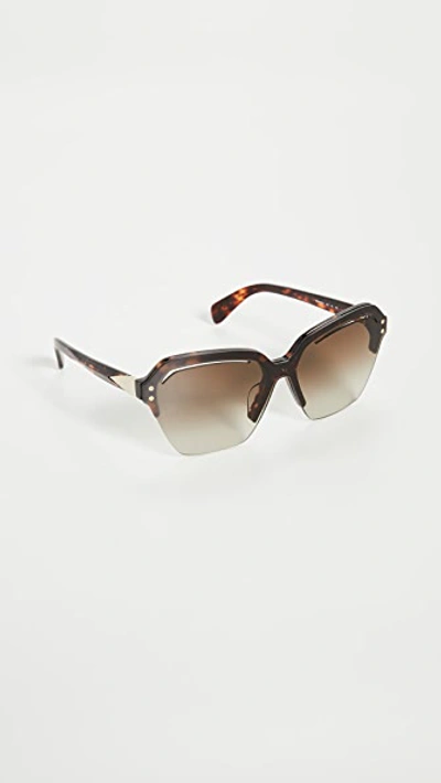 Shop Rag & Bone Angled Shield Sunglasses In Dark Havana