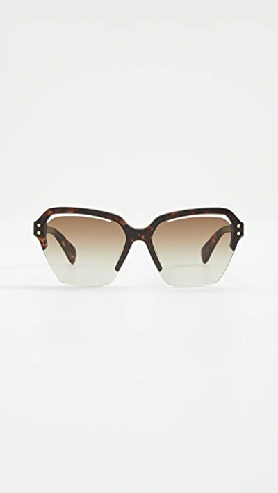 Shop Rag & Bone Angled Shield Sunglasses In Dark Havana