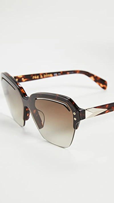 Shop Rag & Bone Angled Shield Sunglasses In Dark Havana