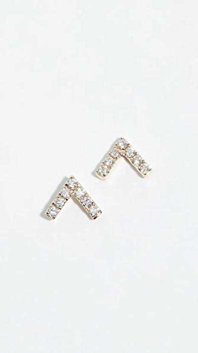 Shop Ef Collection 14k Mini Chevron Stud Earrings In Yellow Gold