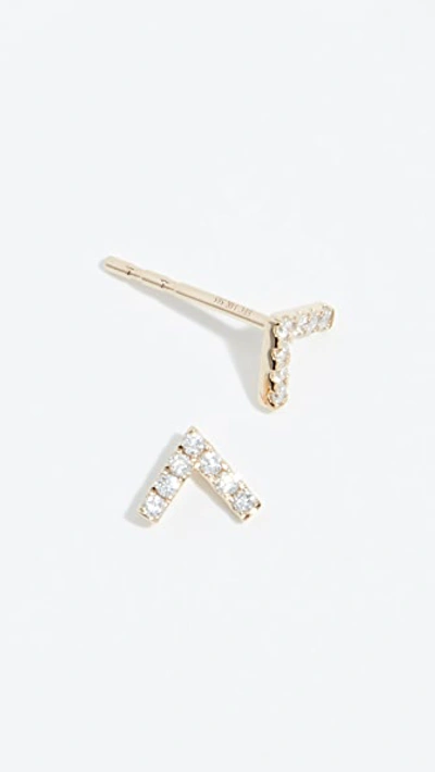 Shop Ef Collection 14k Mini Chevron Stud Earrings In Yellow Gold