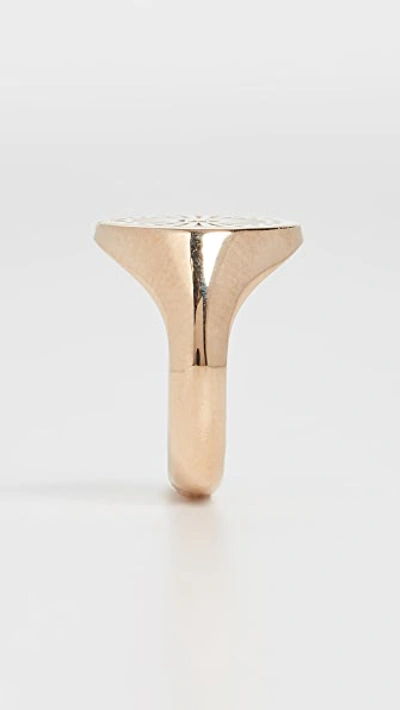 Shop Zoë Chicco 14k Gold Sunbeam Signet Ring In Yellow