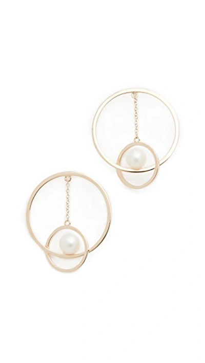 Shop Mateo 14k Gold Suspended Circle Pearl Earrings In 14k Yellow Gold