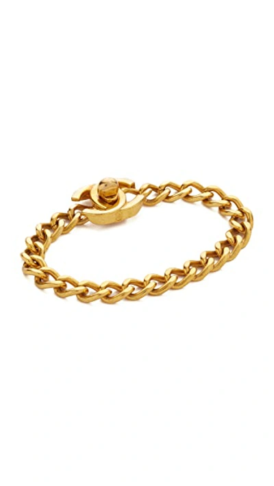 Pre-owned Chanel Small Turn Lock Bracelet In Gold