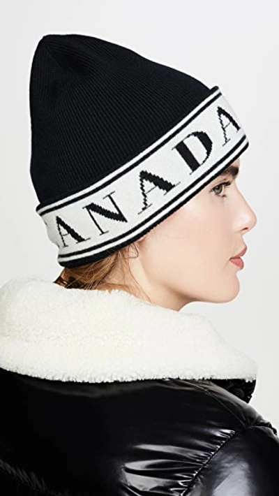 Shop Canada Goose Logo Toque Beanie Hat In Black