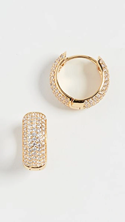 Shop Luv Aj Pave Versailles Huggie Earrings In Gold