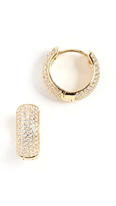 Shop Luv Aj Pave Versailles Huggie Earrings In Gold