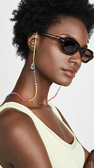 Shop Roxanne Assoulin Patchwork Beaded Eyewear Chain In Multi