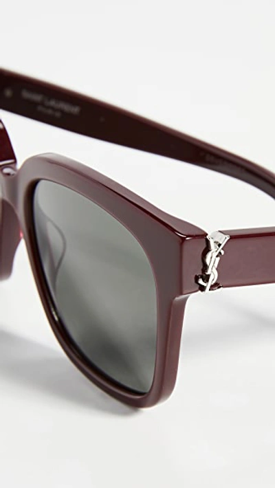 Shop Saint Laurent New Pilot Sunglasses In Burgundy/burgundy