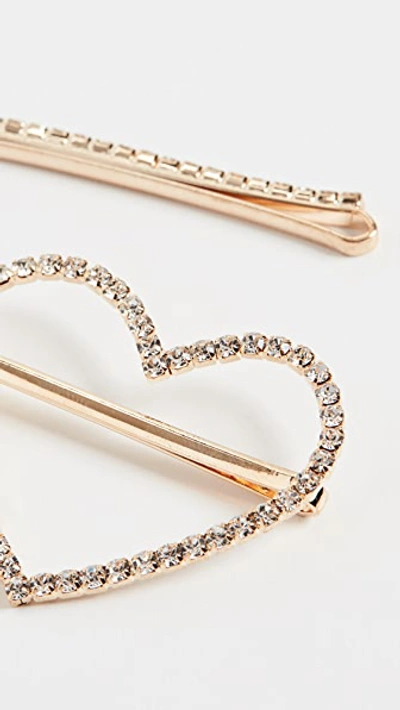 Shop Shashi Crystal Heart Pin Set In Gold/crystal